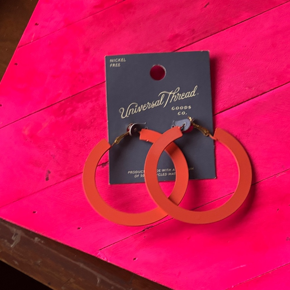 Universal Thread Vibrant Orange Hoop Earrings